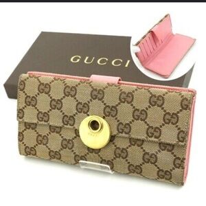 Gucci Brown and Pink Wallet with box
